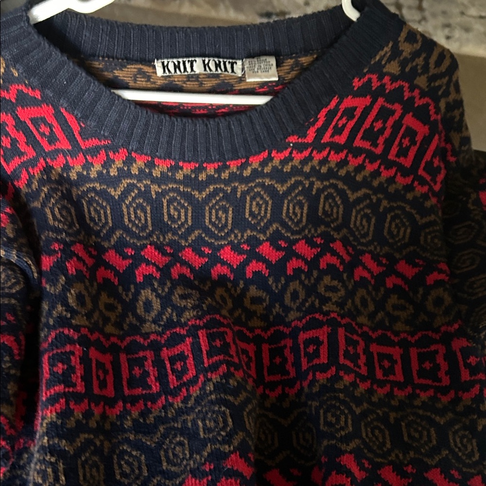 Multicolor Heavy Weight Knit Patterned Sweater - image 4